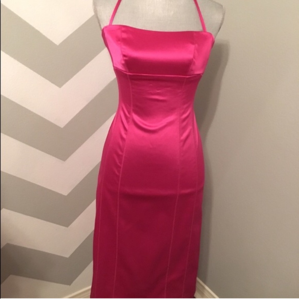 Bebe PINK slim tube dress w/ detachable halter